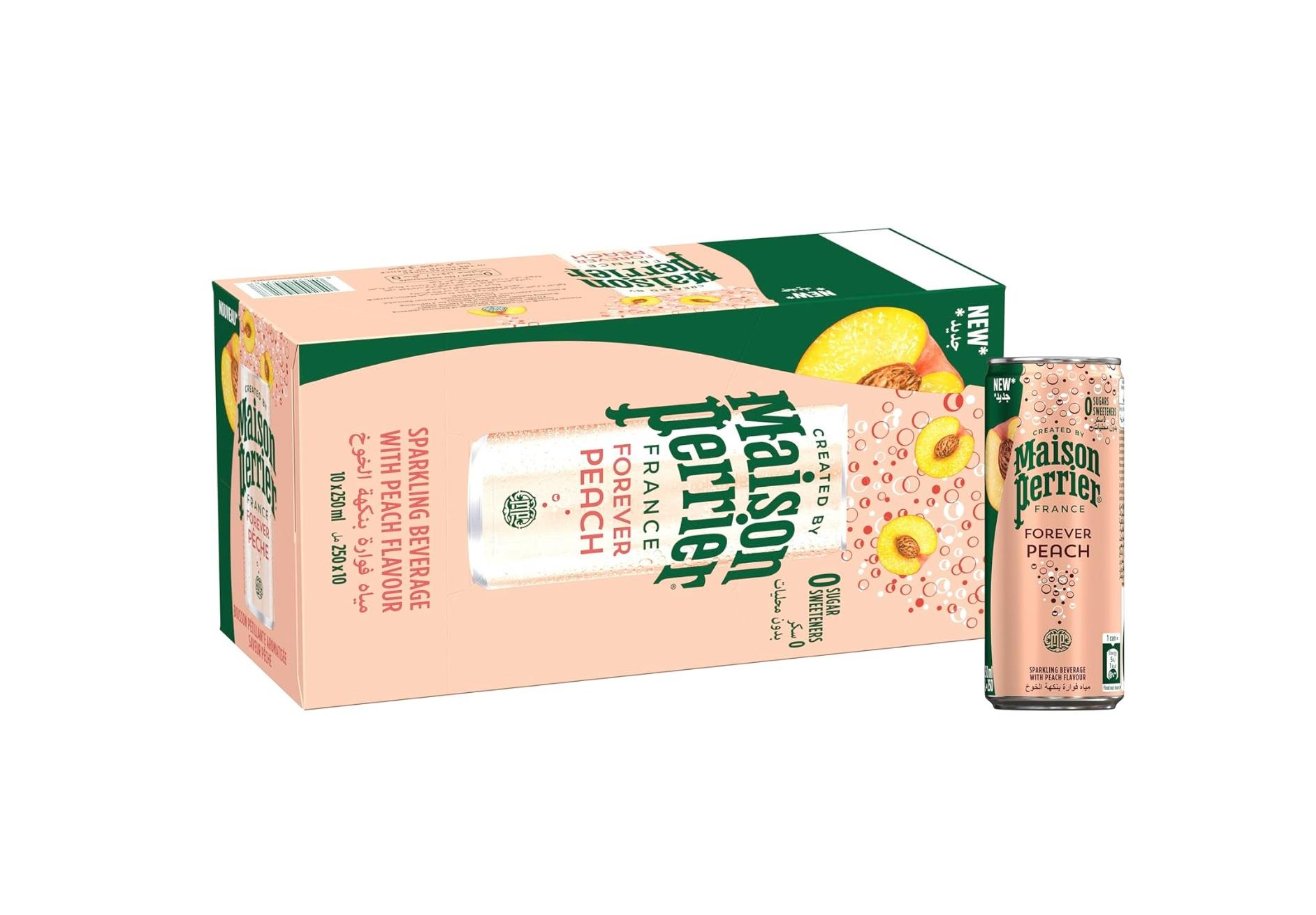 Maison Perrier Peach Flavor, Slim Can  - 250 ml x 10
