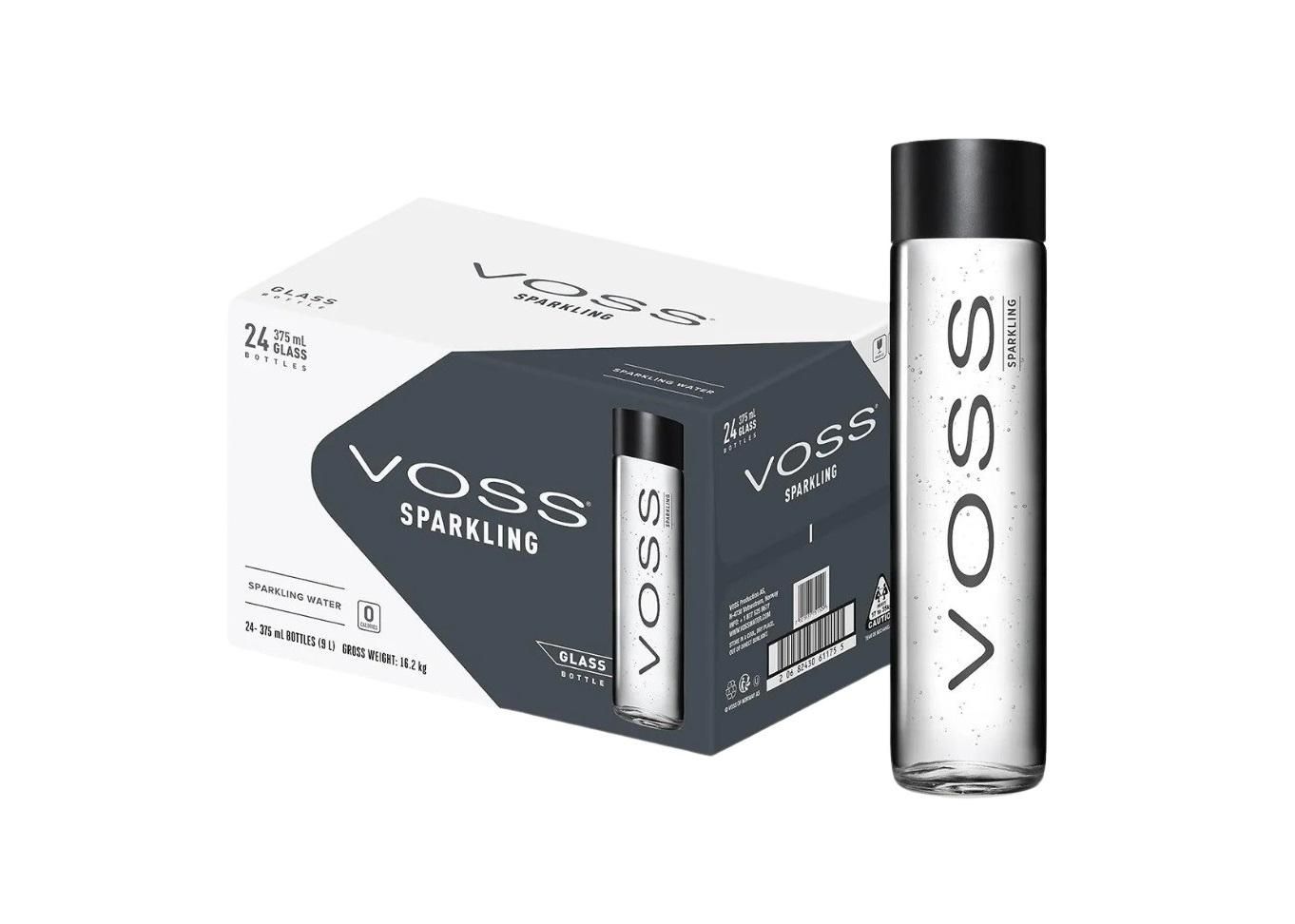 Voss Sparkling Water, Glass bottle - 375 ml x 24