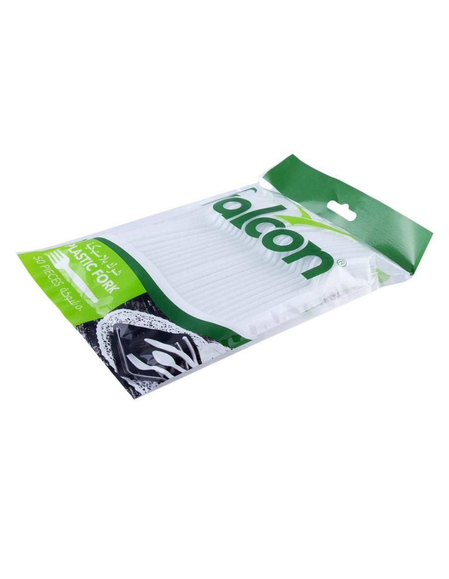 Falcon Plastic Fork, White - 50 pcs