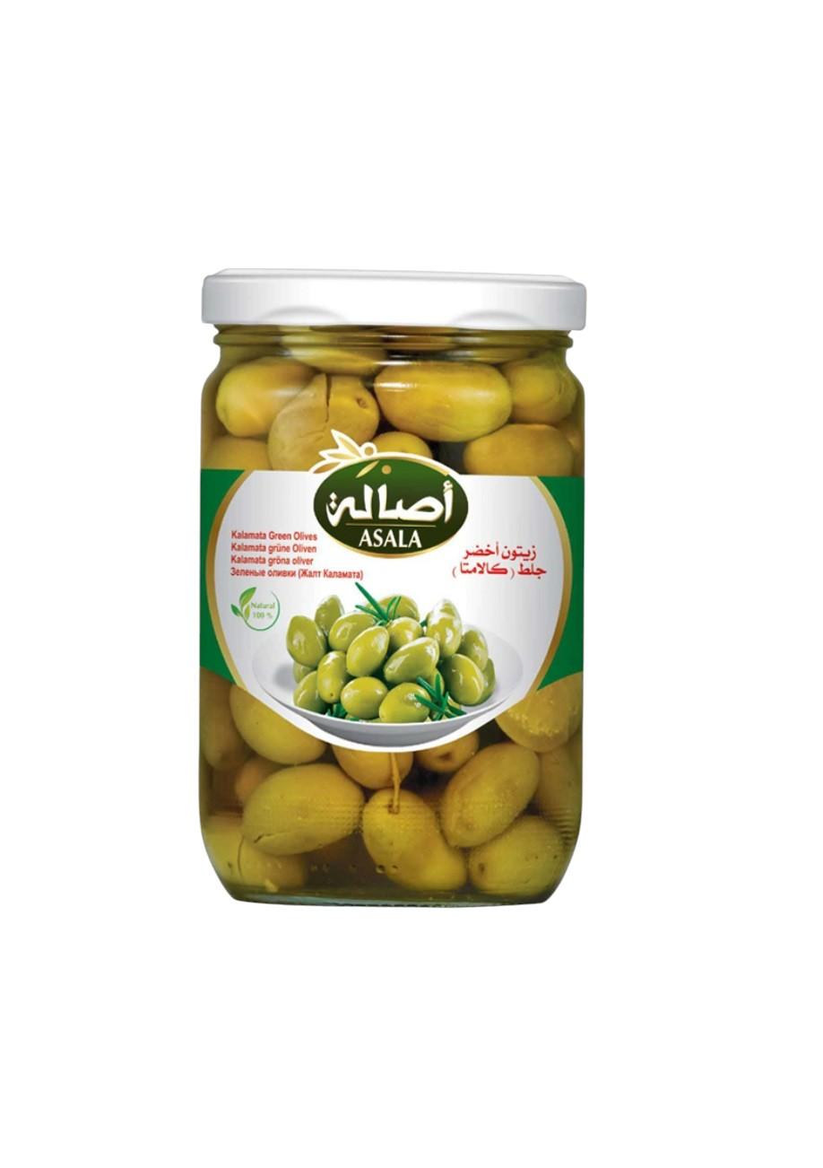 Asala Kalamata Green Olives (Jelet), Glass Bottle - 400g
