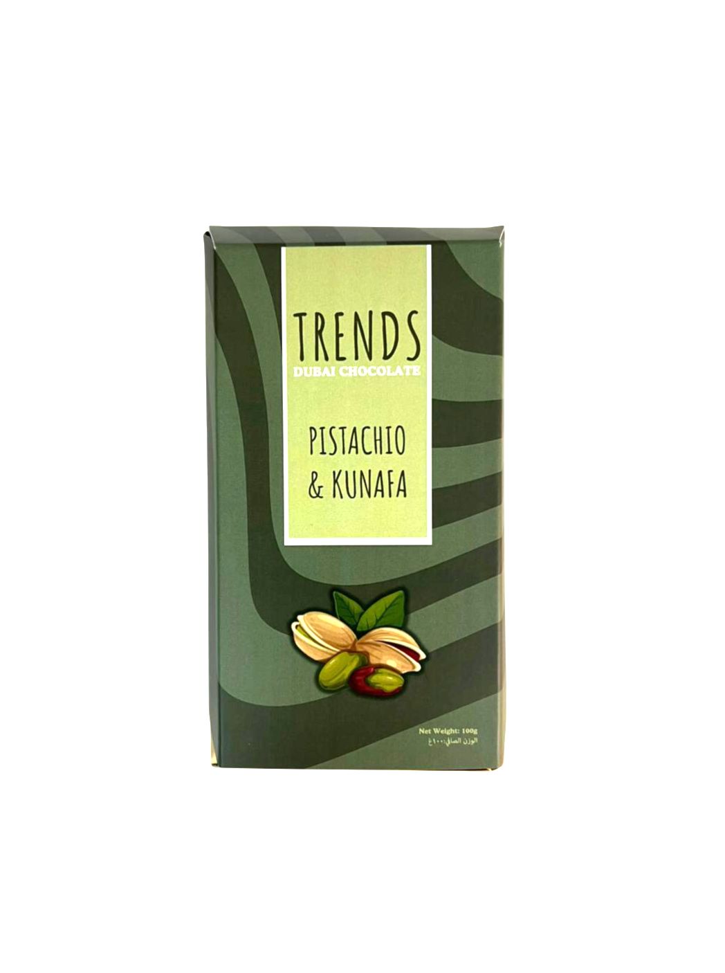 Trends Dubai Chocolate, Pistachio & Kunafa - 100g Box with Tray