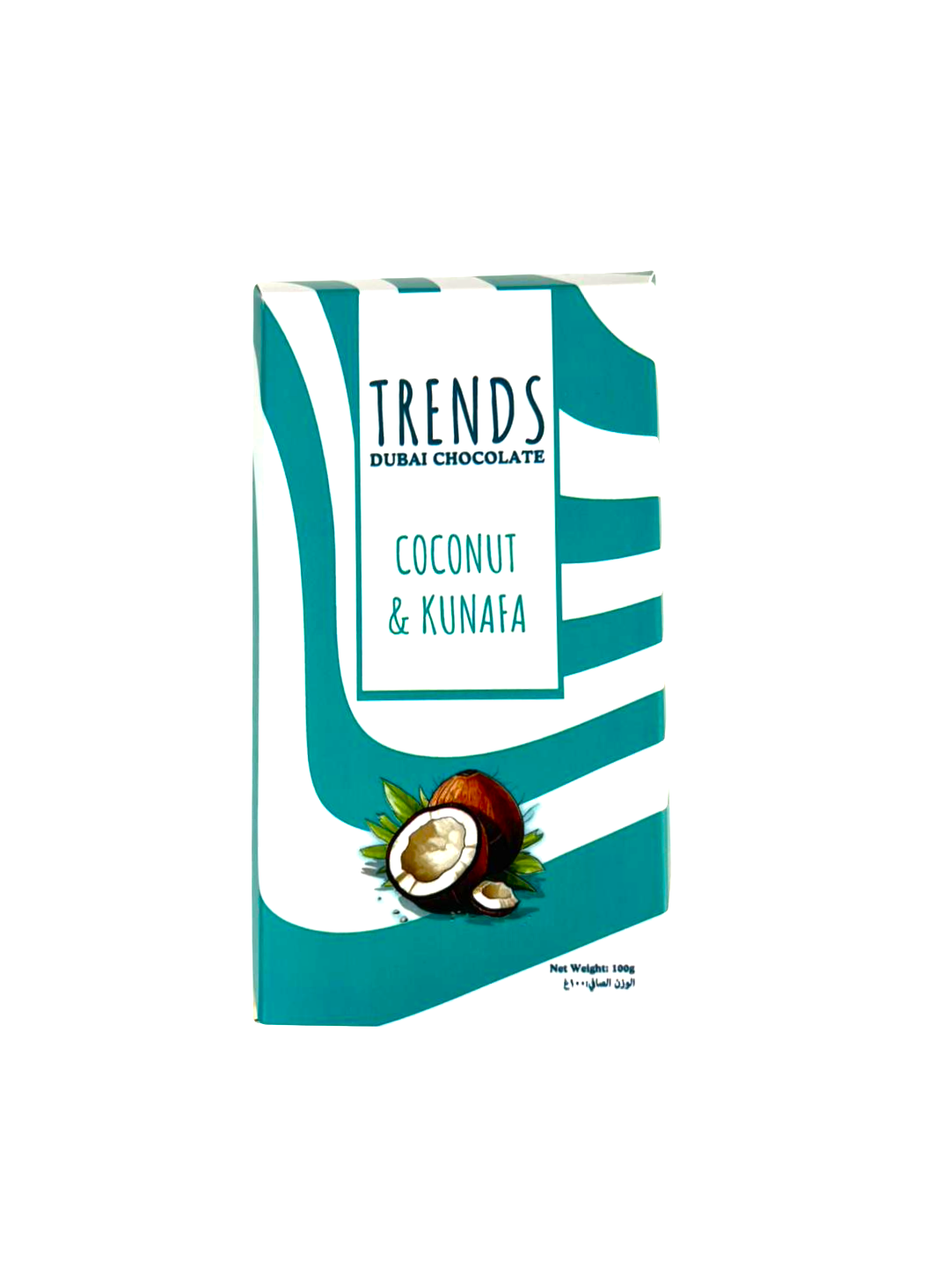 Trends Dubai Chocolate, Coconut & Kunafa - 100g Box with Tray