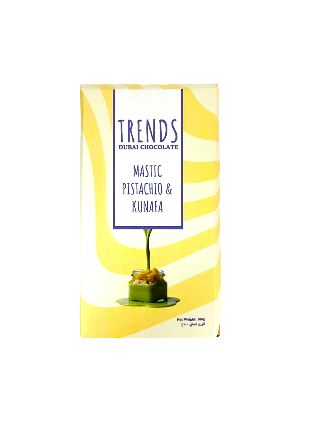 Trends Dubai Chocolate, Mastic Pistachio & Kunafa - 100g Box with Tray