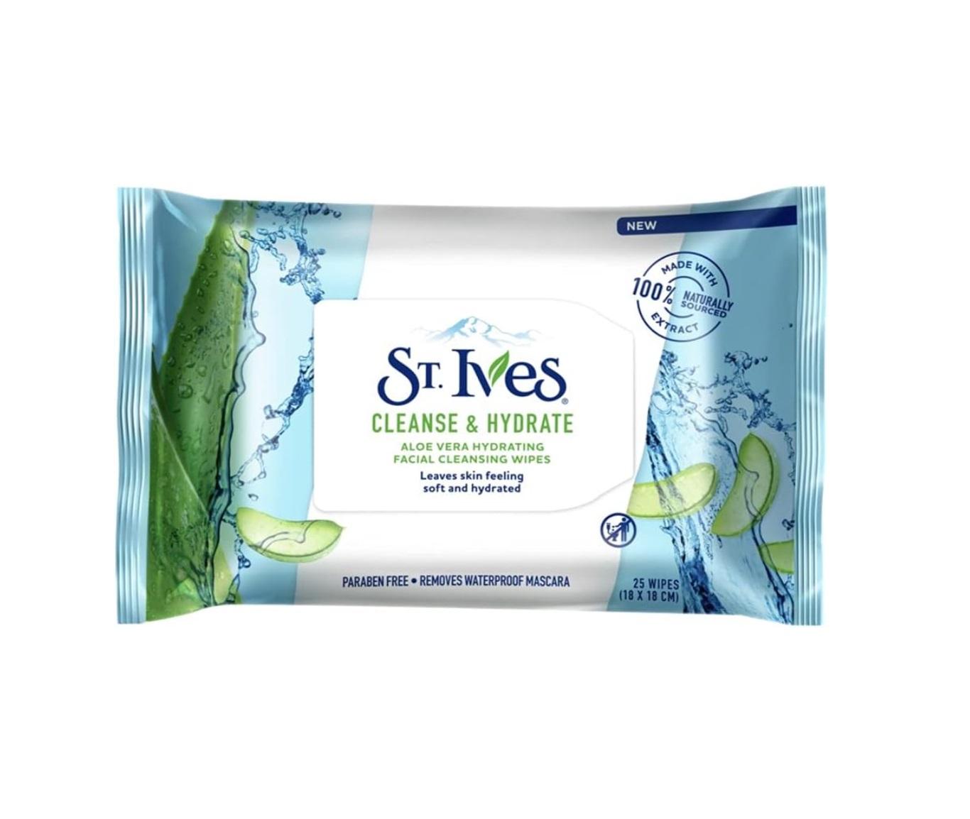 St. Ives Aloe Vera Hydrating Facial Cleansing Wipes - 25 Wipes
