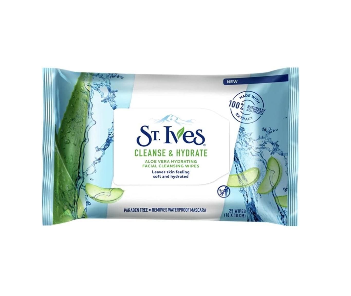 St. Ives Aloe Vera Hydrating Facial Cleansing Wipes - 25 Wipes