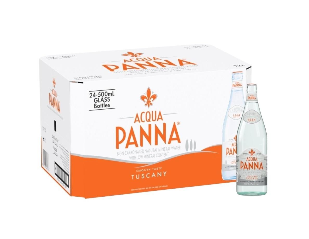 Acqua Panna Mineral Water, Glass Bottles - 500 ml x 24