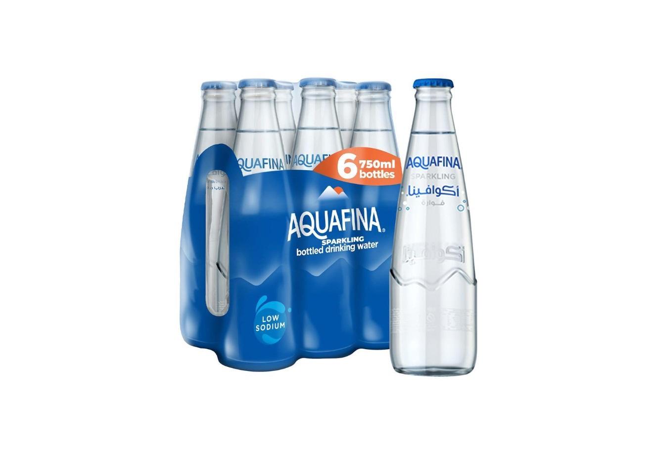 Aquafina Sparkling Water, Glass Bottle - 750 ml x 6