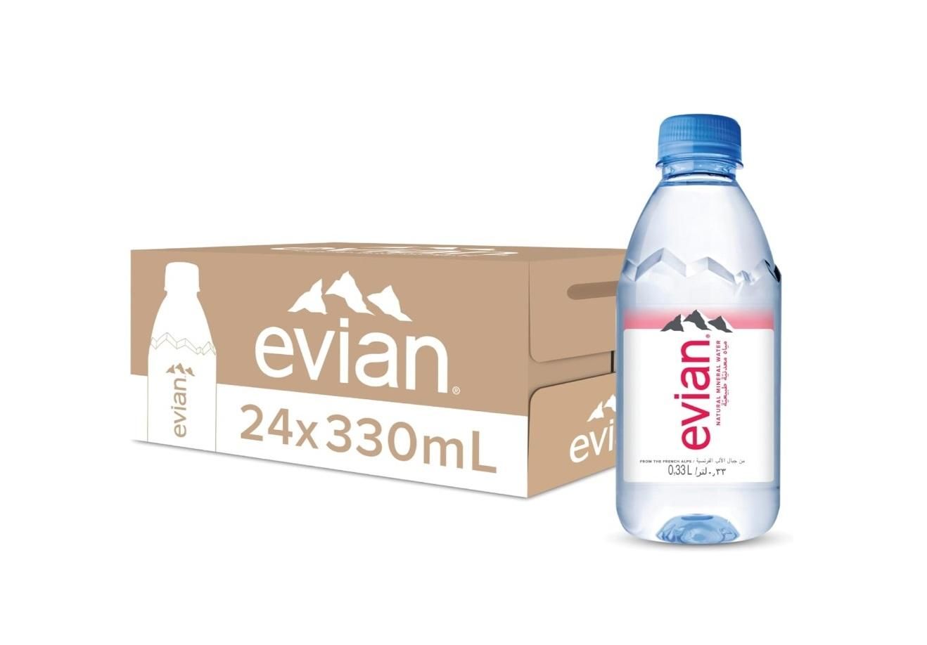 Evian Natural Mineral Water, PET bottle - 330 ml x 24