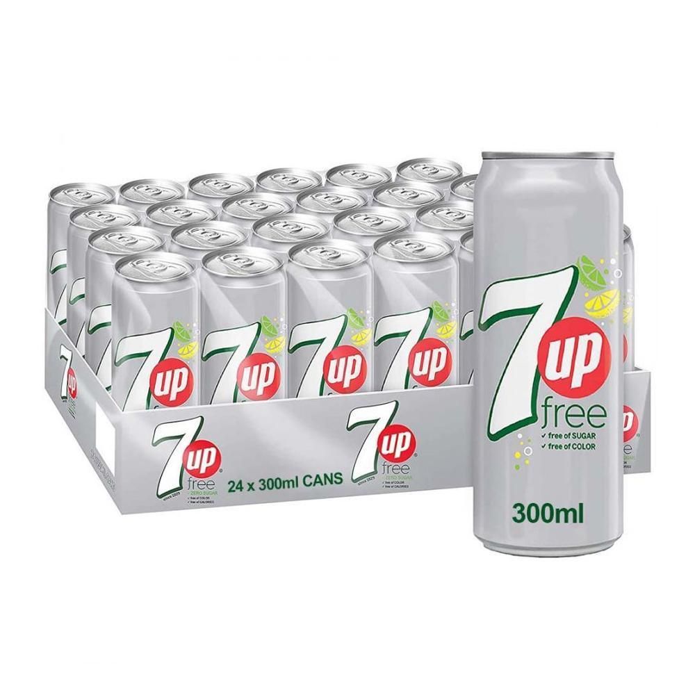 7Up Zero Sugar Softdrink, Can - 300 ml x 24