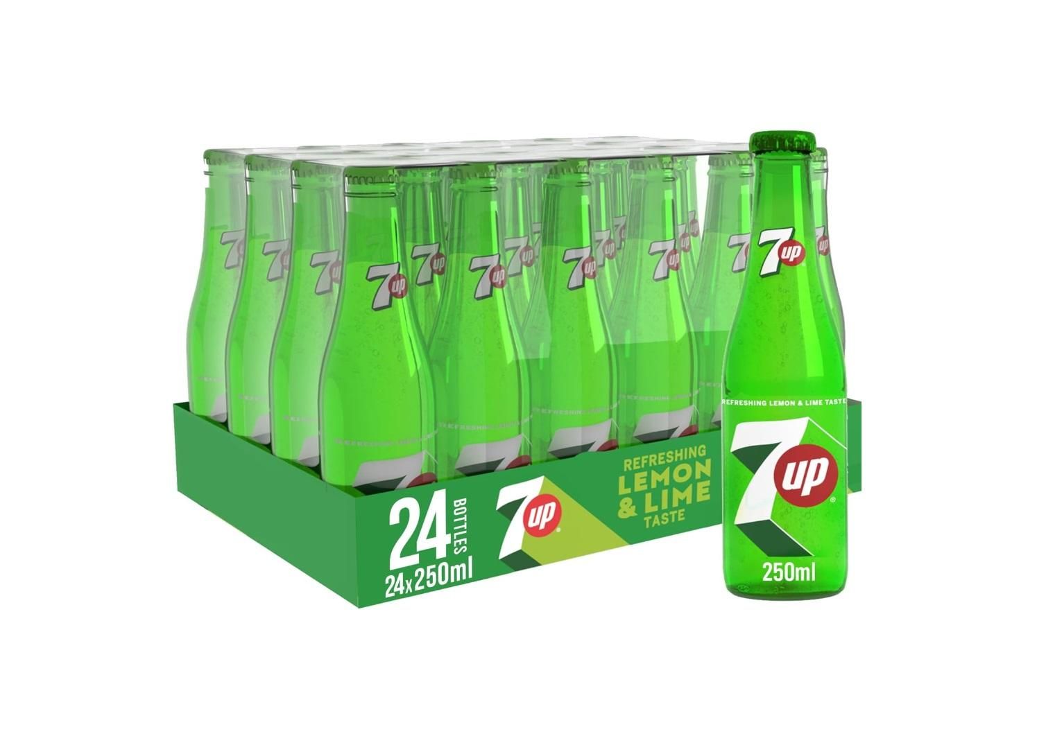 7Up Regular, Glass Bottle - 250 ml x 24