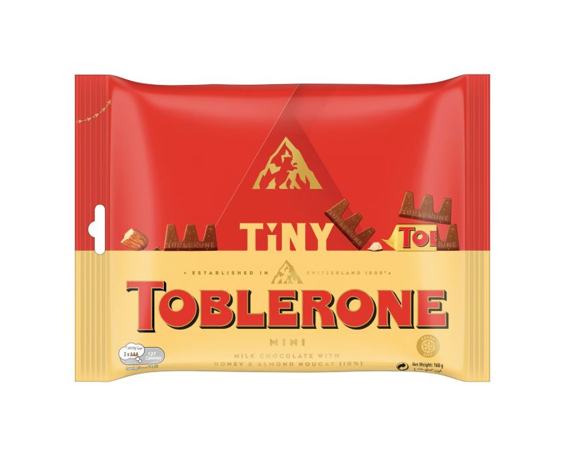Toblerone Tiny Swiss Milk Chocolate Bars with Honey and Almond Nougat Minis Sharing Pack - 168g