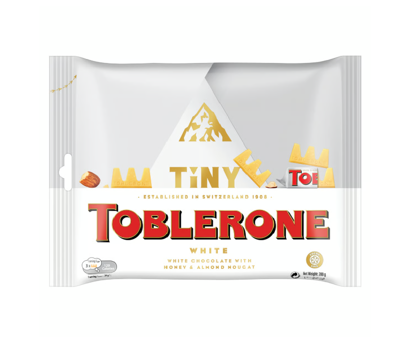 Toblerone Tiny Swiss White Chocolate Bar with Honey & Almond Nougat Minis Sharing Pack - 200g