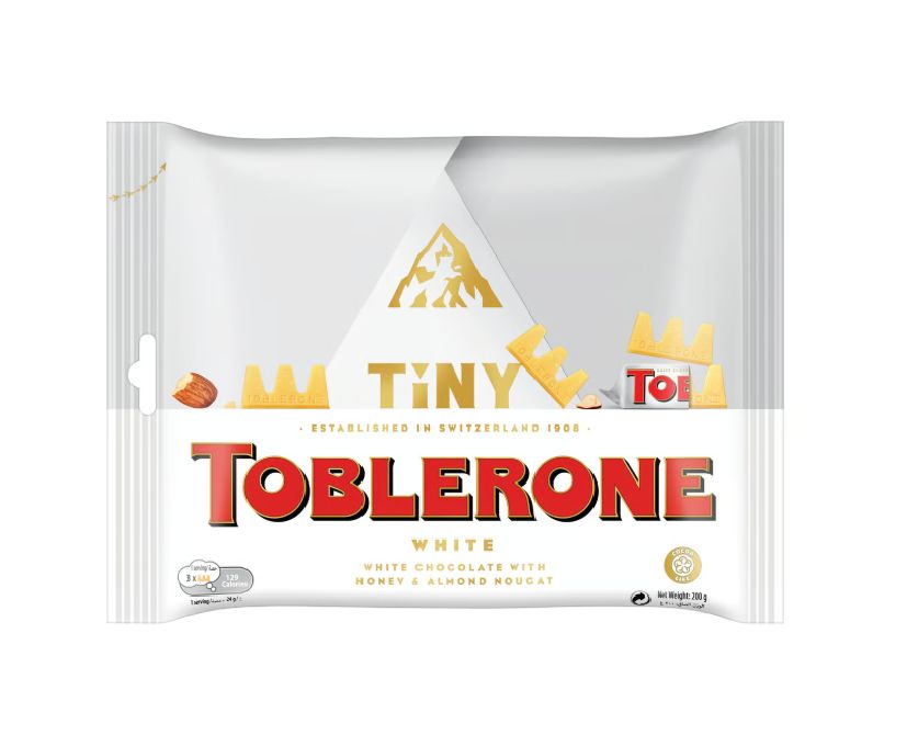 Toblerone Tiny Swiss White Chocolate Bar with Honey & Almond Nougat Minis Sharing Pack - 200g