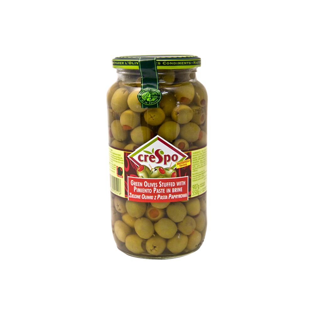 Crespo Green Olives Stuffed with Pimiento Paste - 907g
