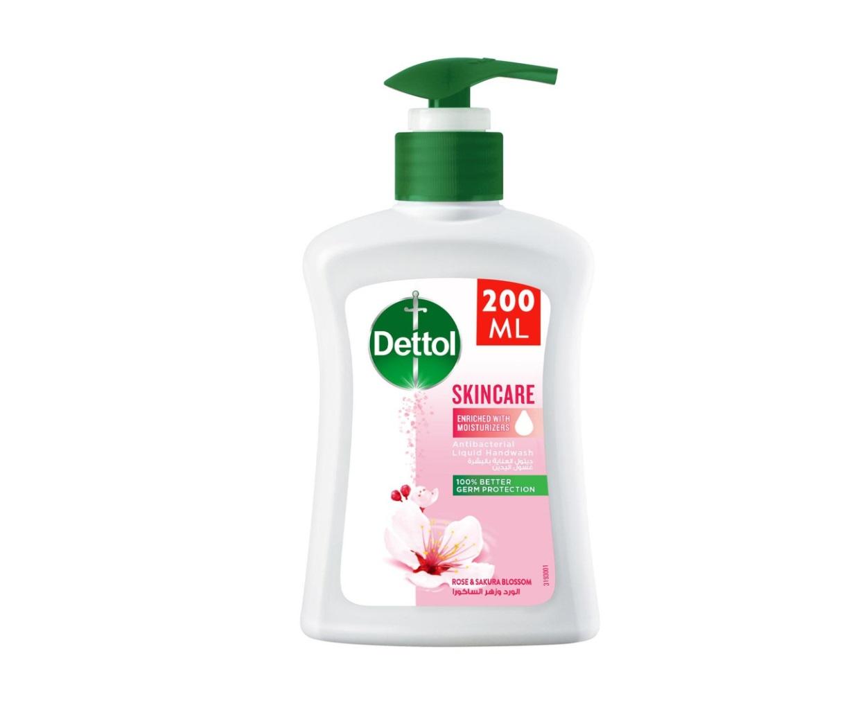 Dettol Skincare Liquid Hand Wash Soap Pump, Rose & Sakura Blossom Scent - 200 ml