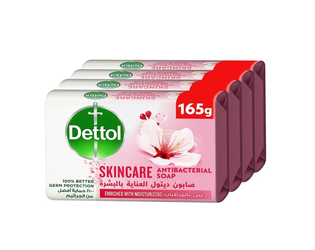 Dettol Antibacterial Skin Care Bar Soap - 165g x 4