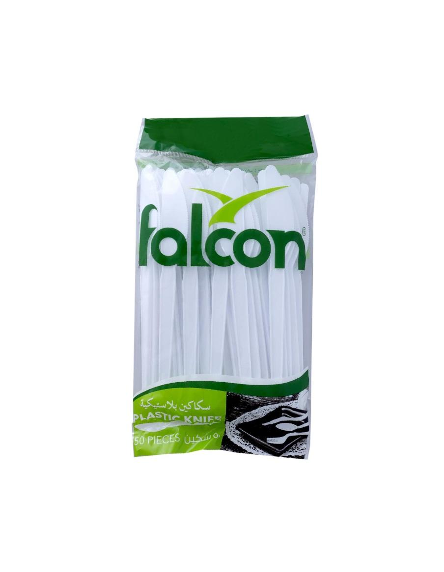 Falcon Plastic Knife, White - 50 pcs