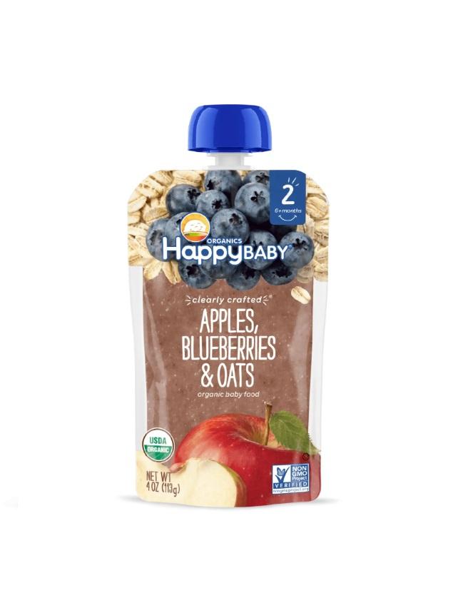 Happy Family Organics Clearly Crafted Stage 2 Apples, Blueberries and Oats - 113g