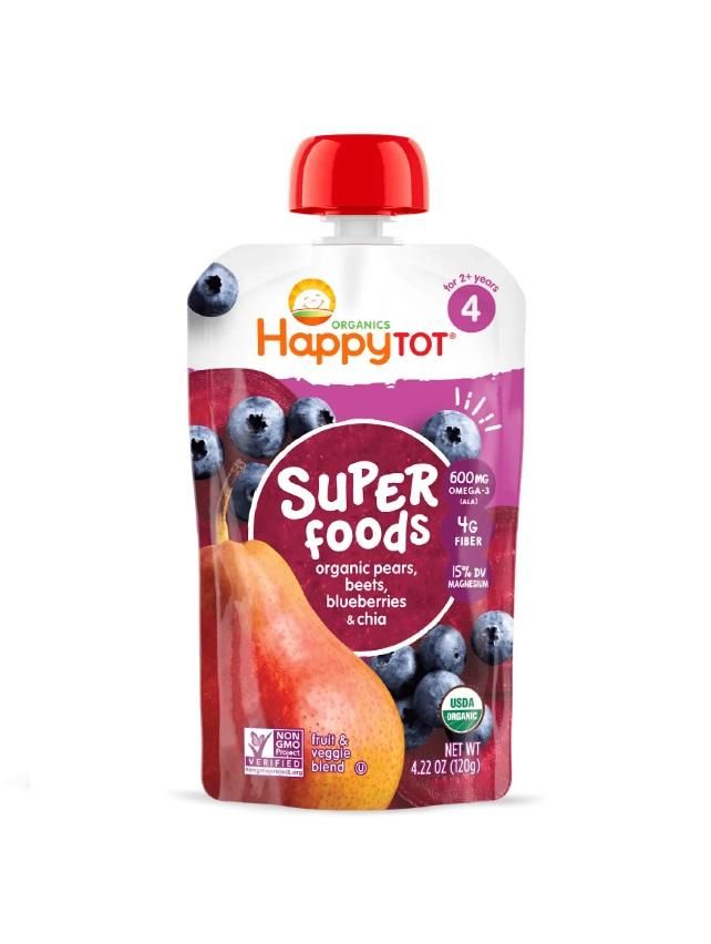Happy Family Organics Super Foods Stage 4 Pears, Blueberries and Beets with Super Chia - 120g