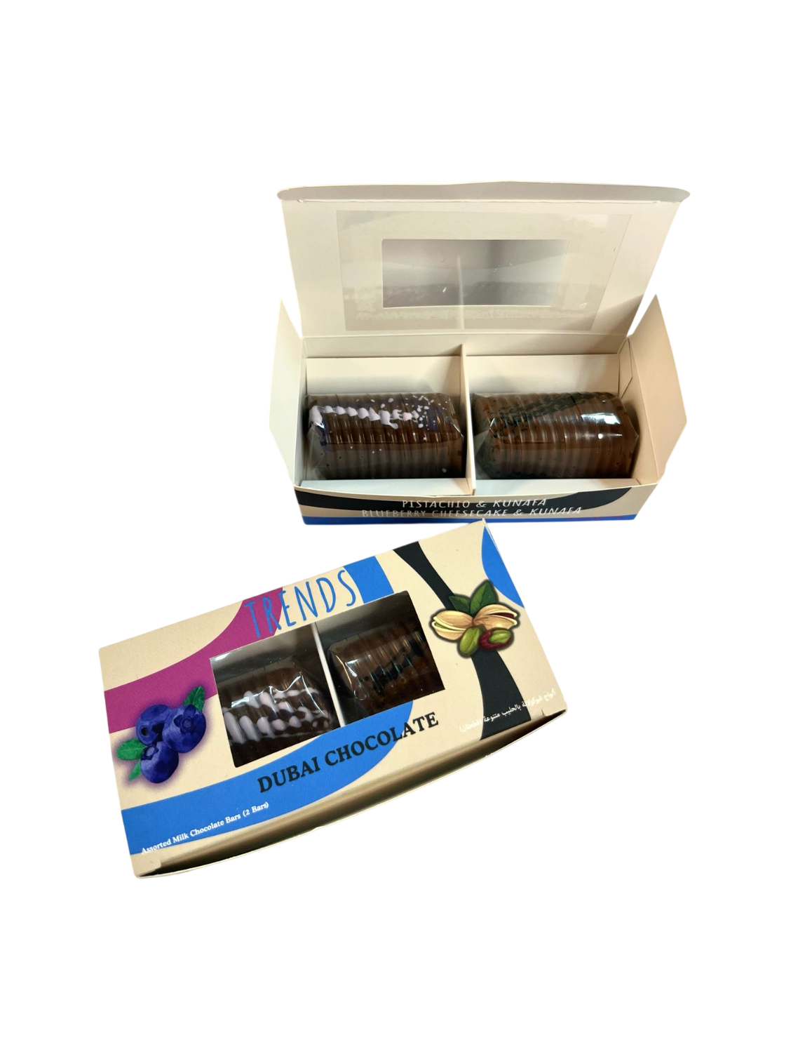 Trends Dubai Chocolate, Pistachio Kunafa & Blueberry Cheesecake Kunafa - 80g (2x40g)