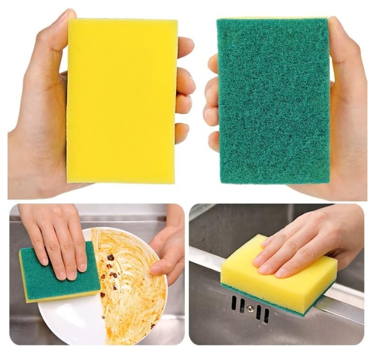 Sponge with Scouring Pad Set - 10 pcs