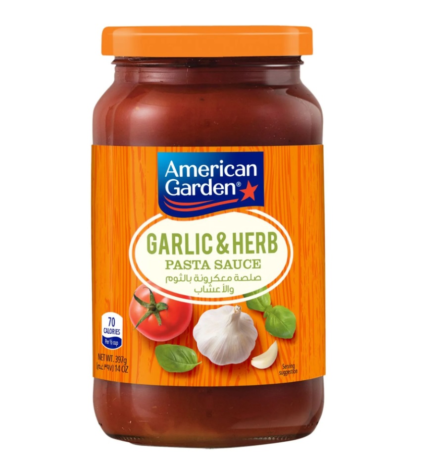 American Garden Pasta Sauce, Garlic and Herb - 14oz