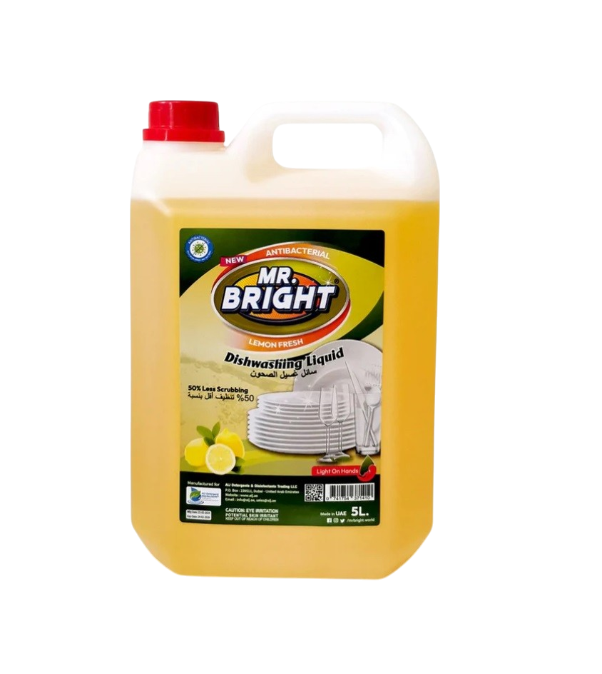 Mr Bright Dishwashing Liquid, Lemon - 5 Liter