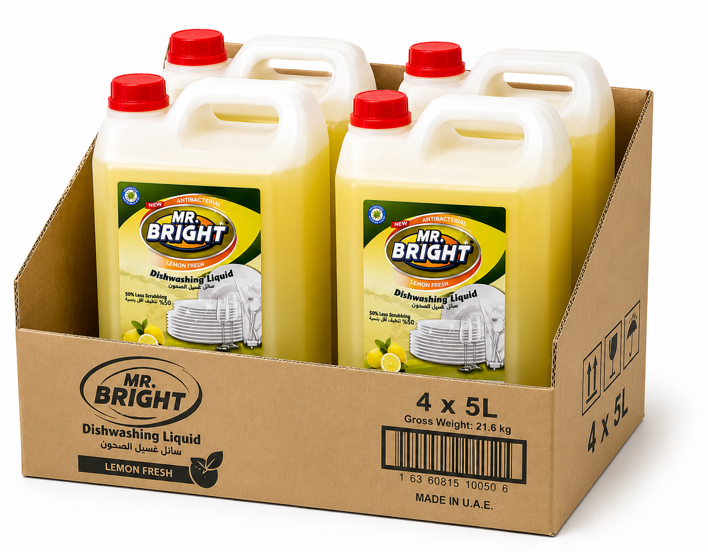 Mr Bright Dishwashing Liquid, Lemon - 5 Liter