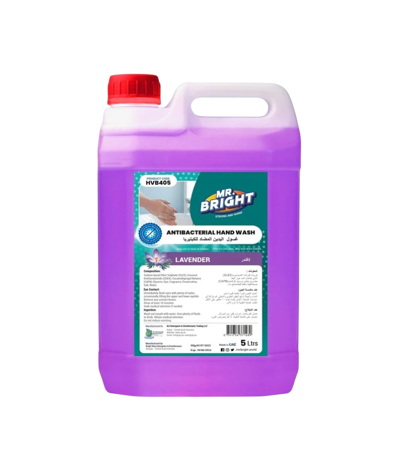 Mr. Bright Hand Wash Liquid Soap, Lavender - 5 Liter x 4
