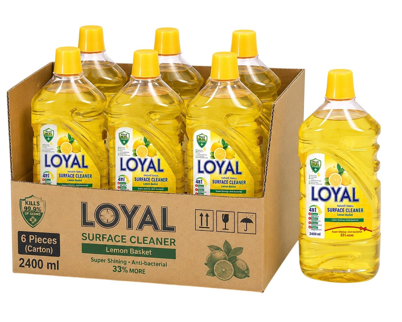 Loyal Surface Cleaner, Lemon Basket Scent - 2400 ml x 6