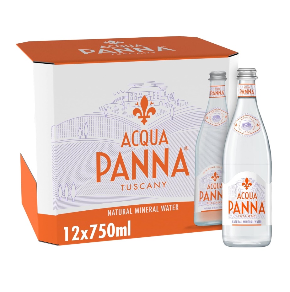 Acqua Panna Mineral Water, Glass Bottles - 750 ml x 12
