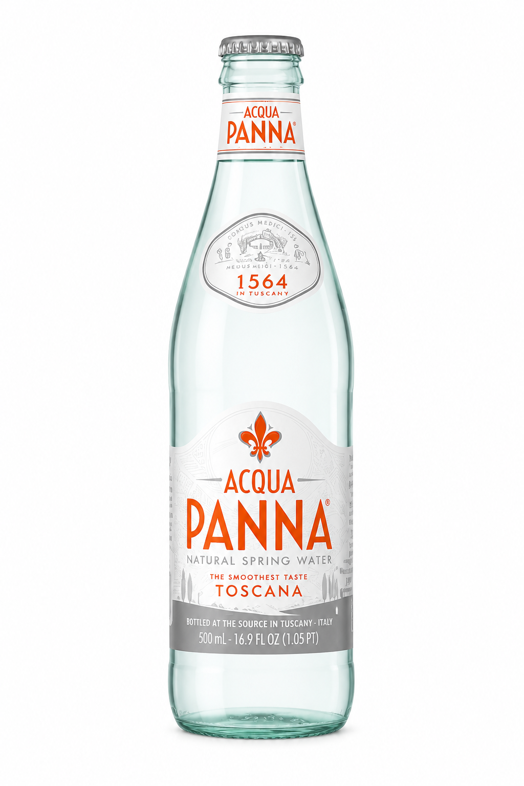 Acqua Panna Mineral Water, Glass Bottles - 500 ml x 24