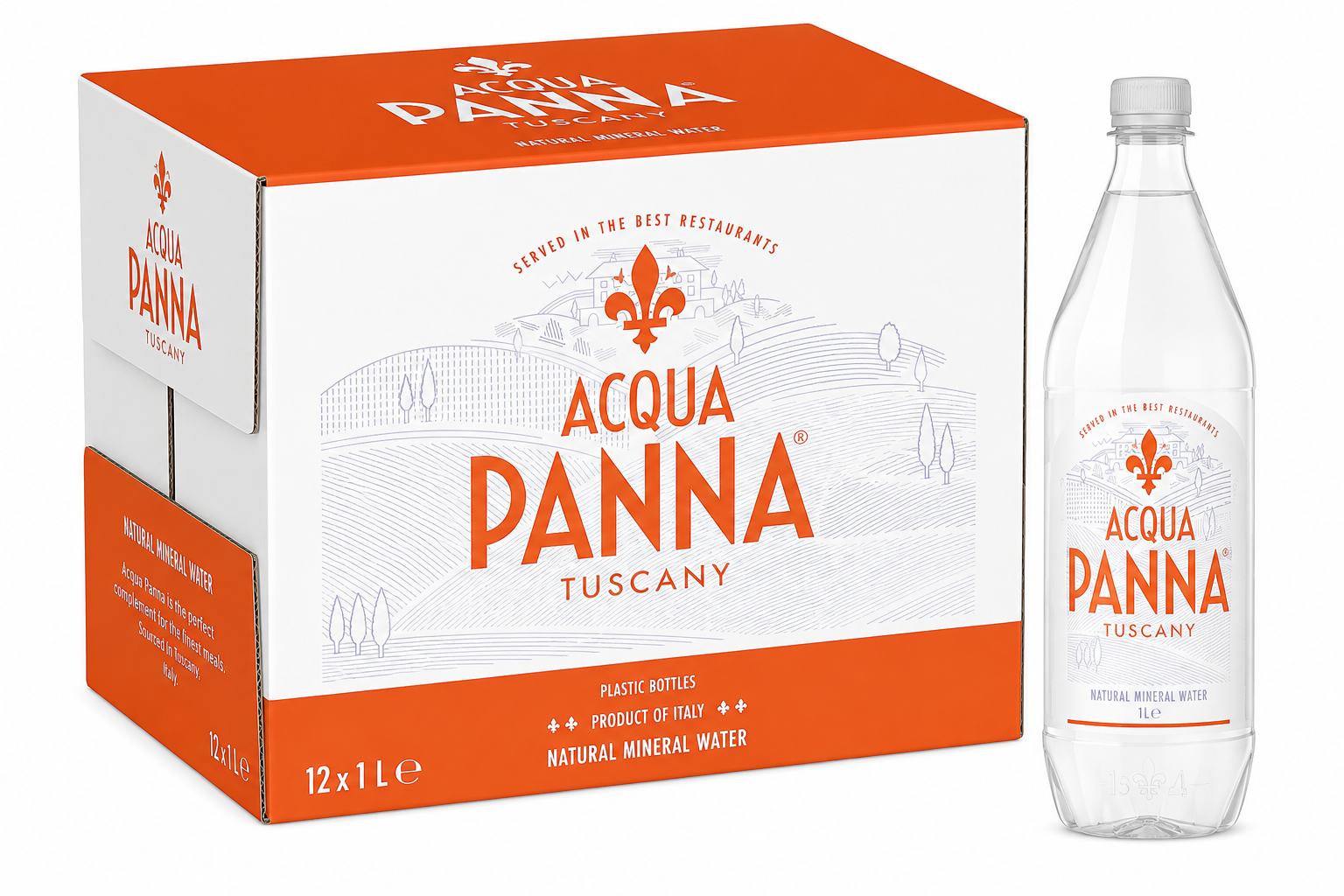 Acqua Panna Mineral Water, Plastic Bottles - 1 Liter x 12