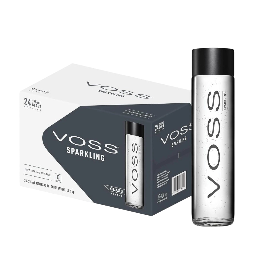 Voss Sparkling Water, Glass bottle - 375 ml x 24