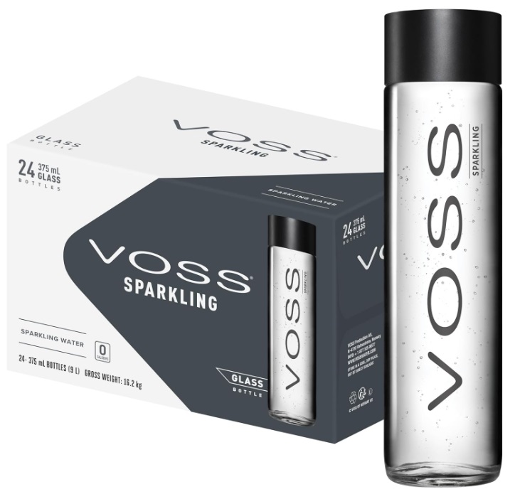 Voss Sparkling Water, Glass bottle - 375 ml x 24