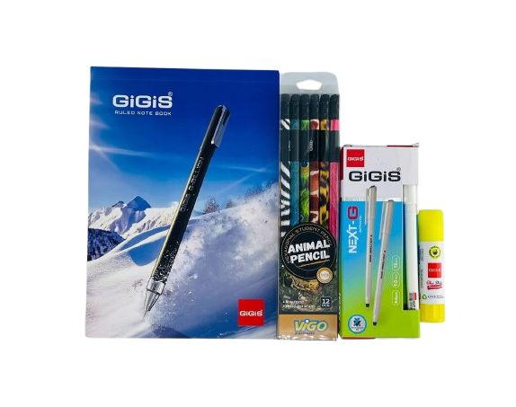GIGIS Pencil, 12 Next G Pens + 12 Animal Print Pencils + 8g Glue & 1 Note Pad (Back to School Combo)