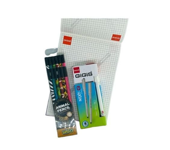 GIGIS Pencil, 10 Next G Pens + 12 Animal Print Pencils & 1 Note Pad (Back to School Combo)