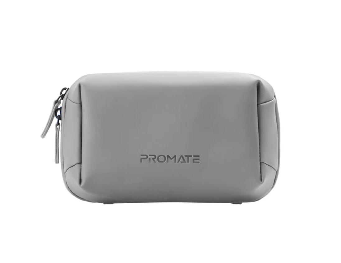 Promate Velvena Tech Essential Organizer Pouch Bag, Grey