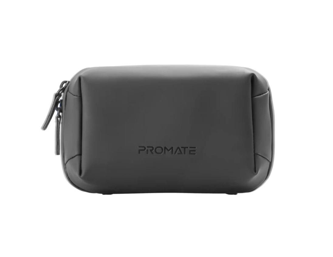 Promate Velvena Tech Essential Organizer Pouch Bag, Black