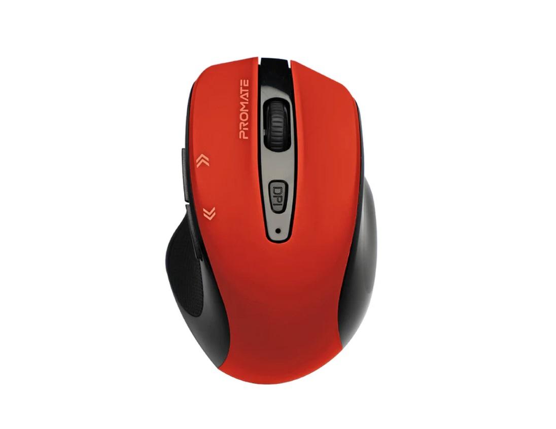 Promate Cursor, EZGrip Ergonomic Wireless Mouse, Red