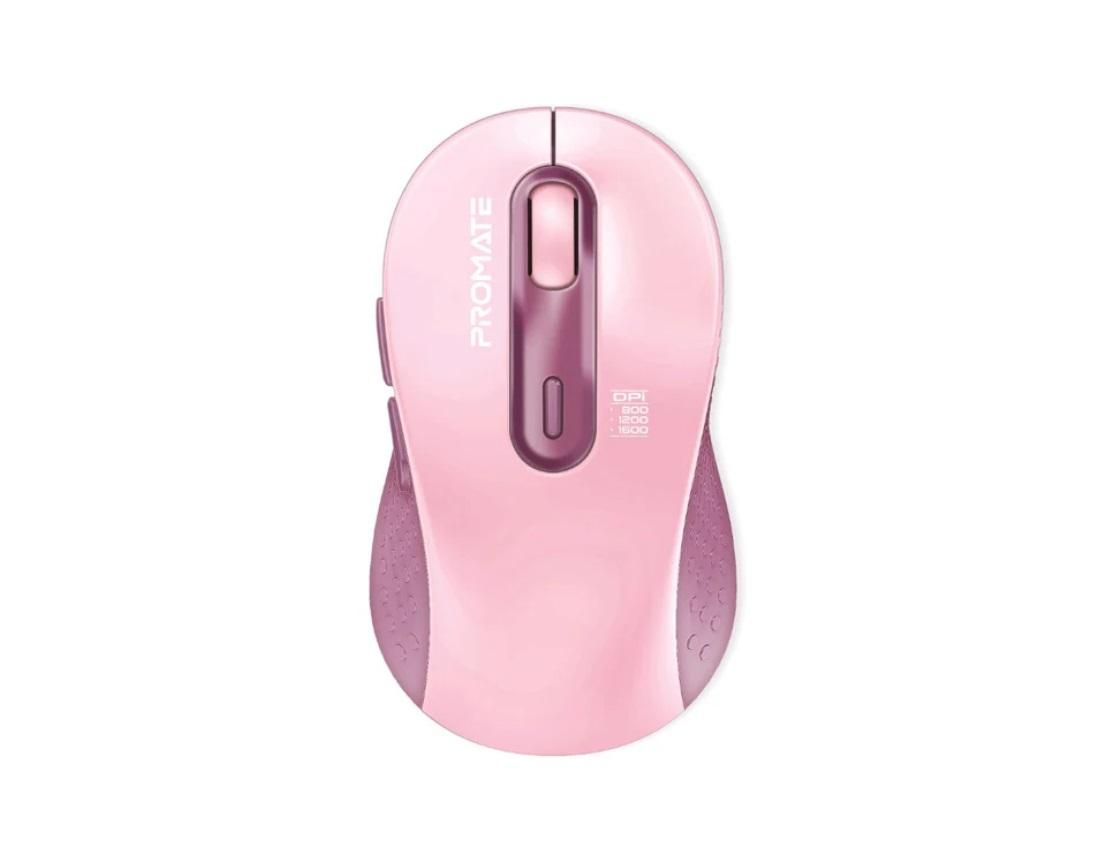Promate Ken, Dual Mode Wireless Optical Mouse with BT & RF Connectivity, Pink