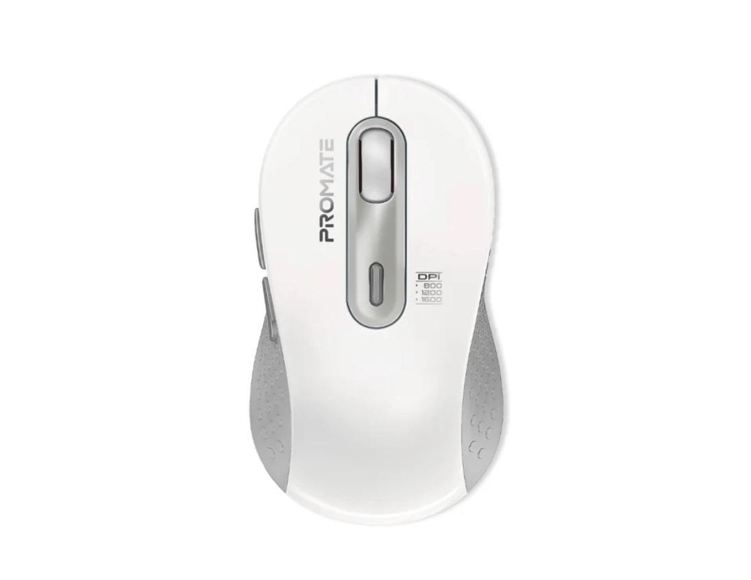 Promate Ken, Dual Mode Wireless Optical Mouse with BT & RF Connectivity, White