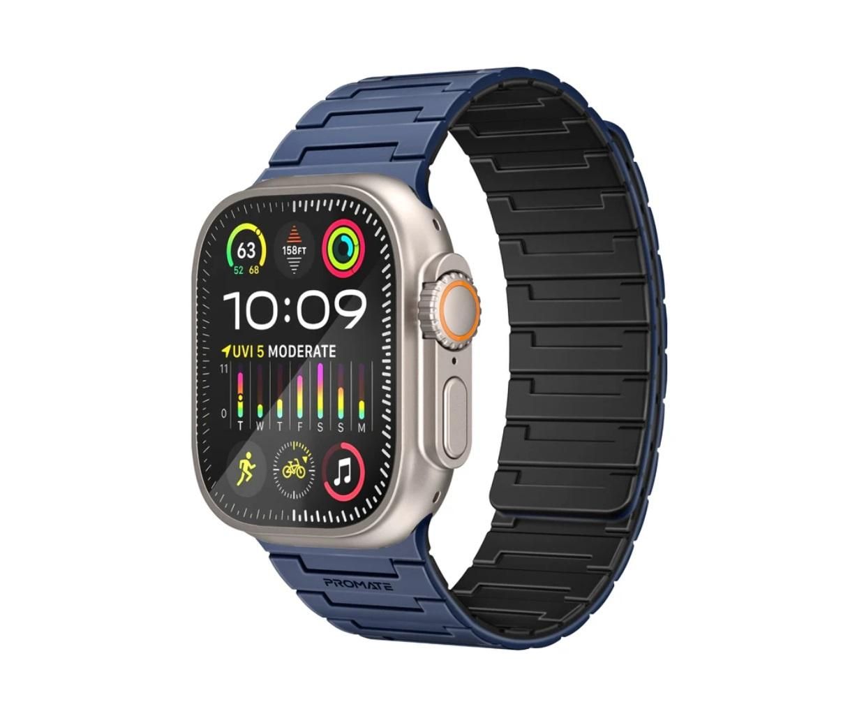 Promate MagBand-MS, Premium Magnetic Silicone Watch Band, Navy Blue