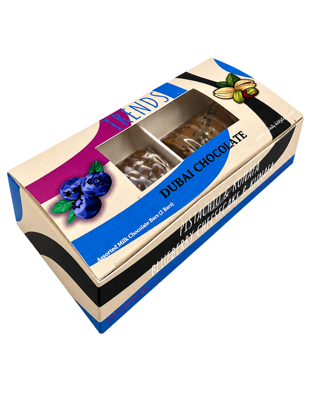 Trends Dubai Chocolate, Pistachio Kunafa & Blueberry Cheesecake Kunafa - 80g (2x40g)