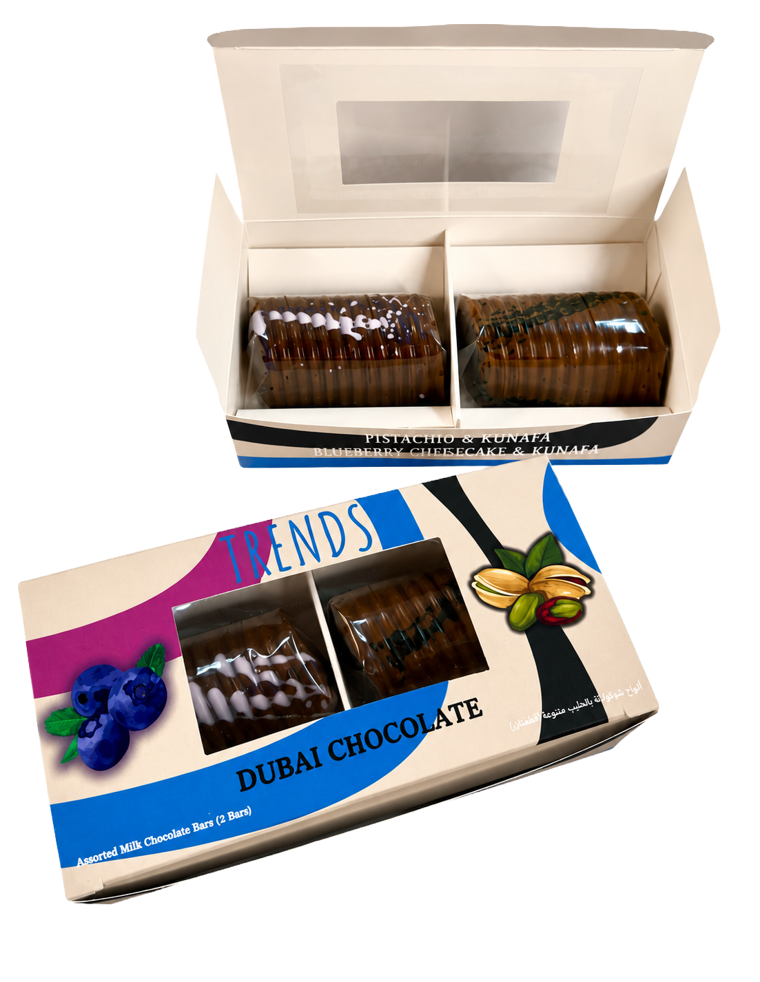Trends Dubai Chocolate, Pistachio Kunafa & Blueberry Cheesecake Kunafa - 80g (2x40g)