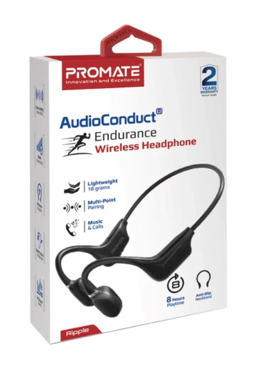 Promate Ripple Endurance Wireless Headphone, Black