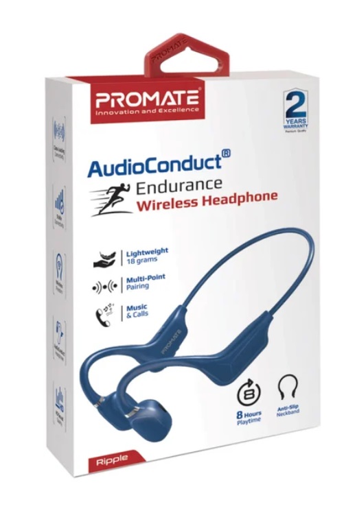 Promate Ripple Endurance Wireless Headphone, Blue
