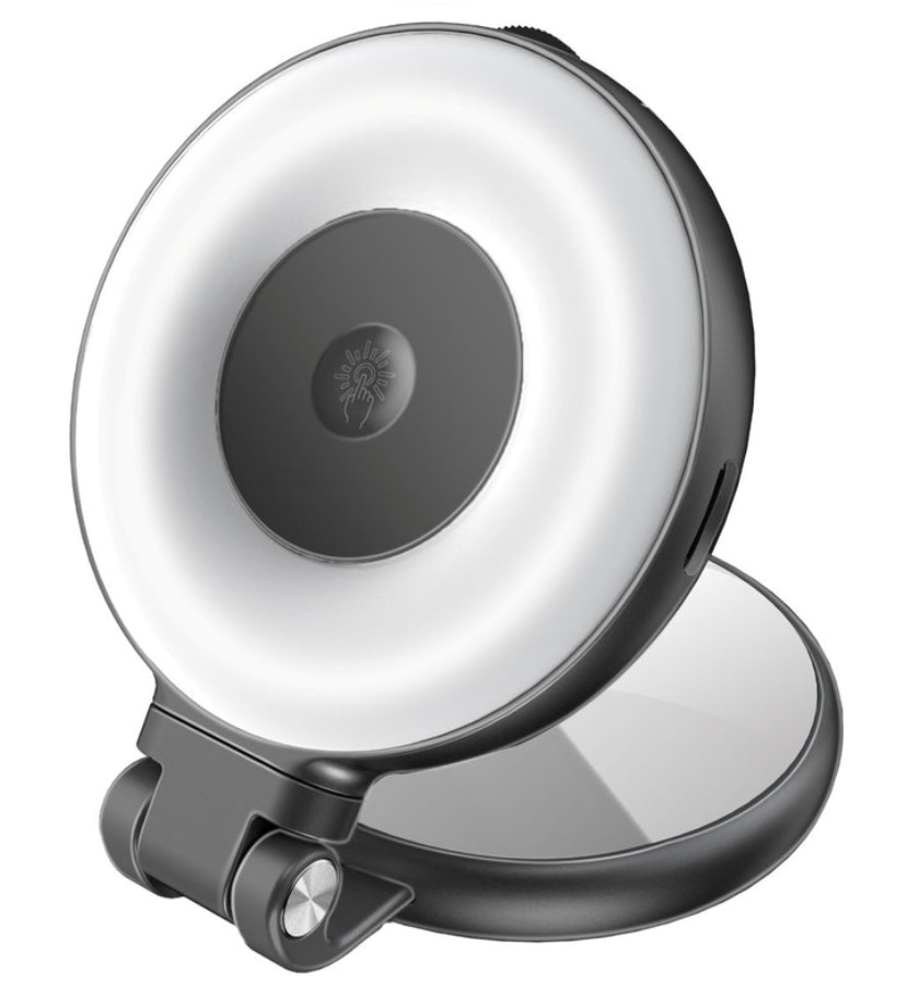 Promate MagHalo-Pro 360° Rotatable MagSafe Compatible Rechargeable LED Ring Light, Black