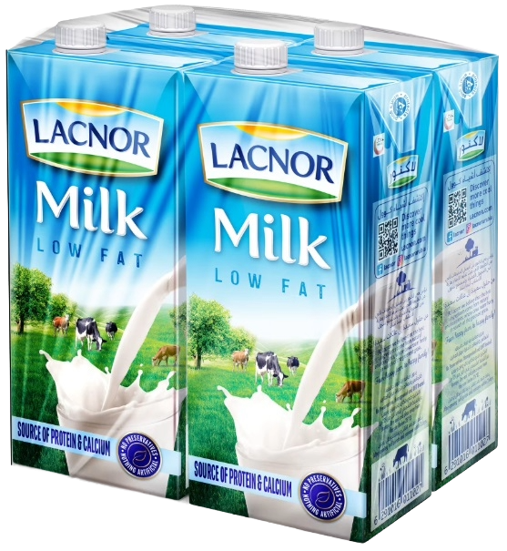 Lacnor Low Fat Milk - 1 Liter x 4
