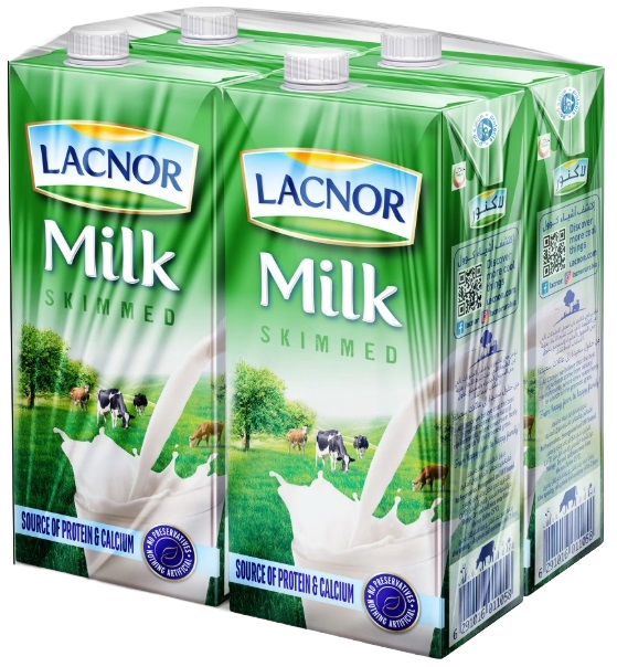 Lacnor Skimmed Milk - 1 Liter x 4